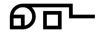 The original glyph design for the sentence The enquirer is the husband of the first person that was named.