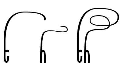 An attempt at producing a calligraphic th ligature glyph