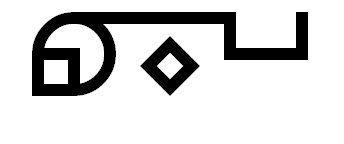 The original glyph design for the sentence The enquirer is the sister of the first person that was named.