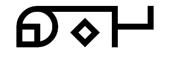 The new glyph design for the sentence The enquirer is the sister of the first person that was named.
