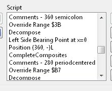 Transformation script to set sidebearing.