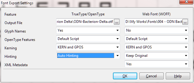 Export Settings