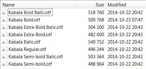 Kabala Font Subfamilies.png